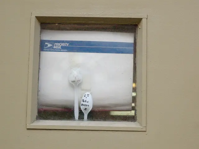 The door consists of a glass in middle of it and the other side of the glass has two spoons and a...